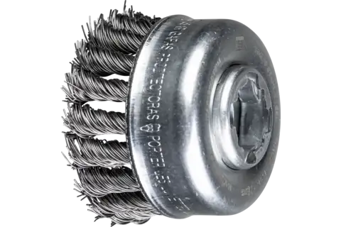 Cup brush knotted TBG dia. 65 mm hole 22.2 mm/X-LOCK stainless steel wire dia. 0.50 mm angle grinders 1