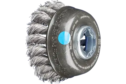 Cup brush knotted TBG dia. 80 mm hole 22.2 mm/X-LOCK stainless steel wire dia. 0.50 mm angle grinders 1