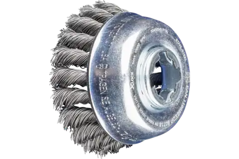 Cup brush knotted TBG dia. 80 mm hole 22.2 mm/X-LOCK steel wire dia. 0.50 mm angle grinders 1