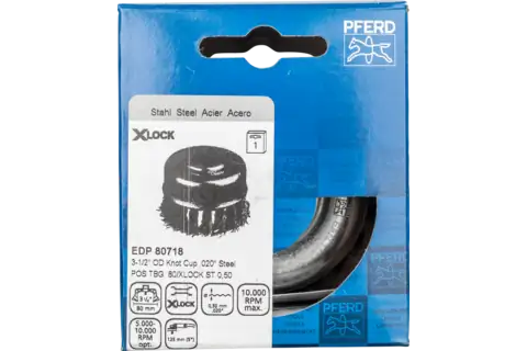 Cup brush knotted TBG dia. 80 mm hole 22.2 mm/X-LOCK steel wire dia. 0.50 mm angle grinders 2