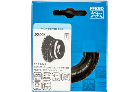 Cup brush crimped TBU dia. 60 hole 22.2 mm/X-LOCK stainless steel wire dia. 0.30 angle grinders 2