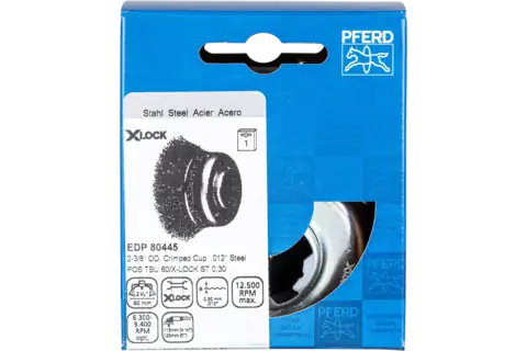 Cup brush crimped TBU dia. 60 hole 22.2 mm/X-LOCK steel wire dia. 0.30 angle grinders 2