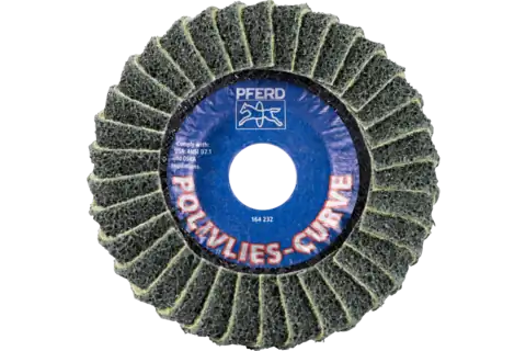 Disco de láminas lijadoras POLIVLIES CURVE PVL-R de corindón, Ø 115 mm, agujero 22,23 mm, A240M para lijado fino de cordones en ángulo 3