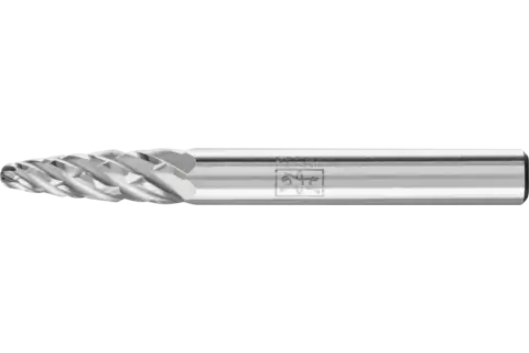 Tungsten carbide high-performance burr STEEL tree shape with radius end RBF dia. 06x18 mm shank dia. 6 mm for steel 1
