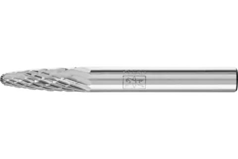 Tungsten carbide burr tree shape with radius end RBF dia. 06x18 mm shank dia. 6 mm Z4 universal medium fine 1