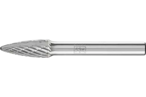 Tungsten carbide burr tree shape with radius end RBF dia. 08x20 mm shank dia. 6 mm Z3P universal medium cross cut 1