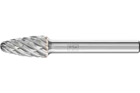 Tungsten carbide high-performance burr STEEL tree shape with radius end RBF dia. 10x20 mm shank dia. 6 mm for steel 1
