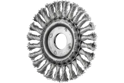 Wheel brush knotted RBG dia. 115x12x22.2 mm stainless steel wire dia. 0.50 mm angle grinders 1