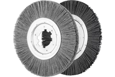 Wheel brushes crimped slim, with hole