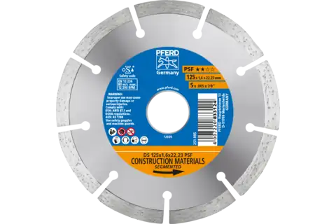 Diamant-Trennscheibe DS 125x1,6x22,23 mm PSF für schnelles Trennen von Stein und Beton 1