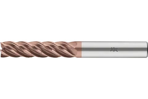 Performance Stainless solid carbide end mill with five flutes HCD5M, radius corner design with chip dividers, 4xD – imperial
