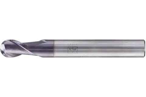 VHM ball nose mill, long, 2 flutes, diameter 7.93 mm TiAlN shank HA Universal Line profile milling 1
