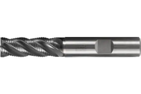 Solid tungsten carbide end mill dia. 6 mm, 4 blades, for roughing, 2xDC, chamfer 0.15 mm, AlCrN coating, HB shank, Universal 1