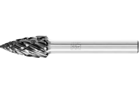 Fresa de metal duro de alto rendimiento STEEL ojival SPG Ø 10x20 mm, mango Ø 6 mm, HICOAT acero 1